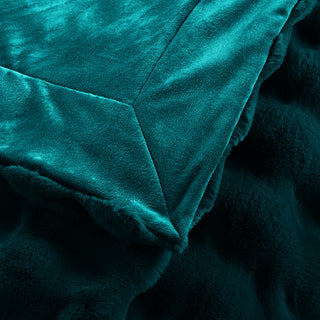Textured Bubble Faux Fur Throw Blanket, Teal, 50"x60"