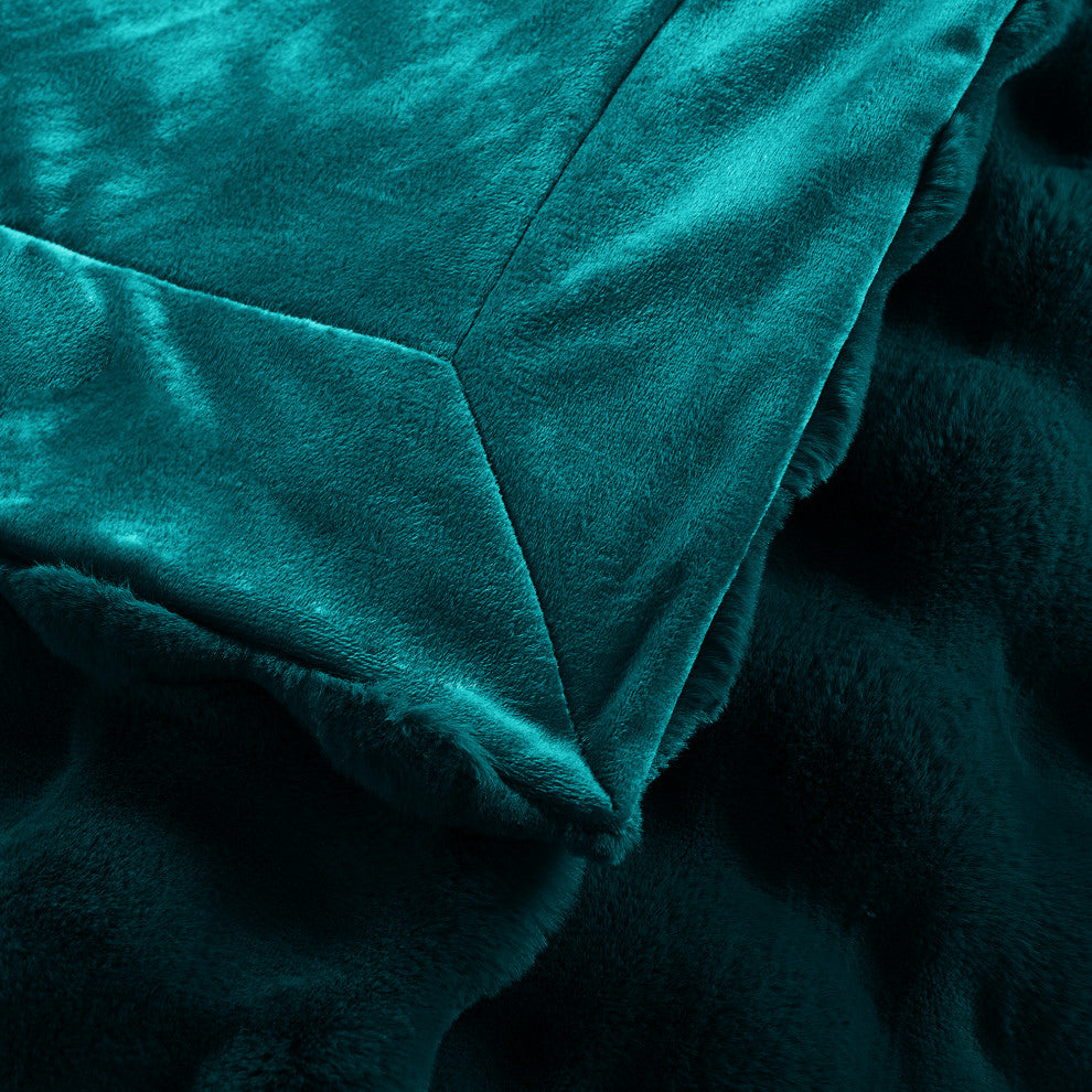 Textured Bubble Faux Fur Throw Blanket, Teal, 50"x60"
