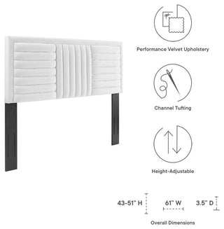 Believe Channel Tufted Performance Velvet Twin Headboard, White