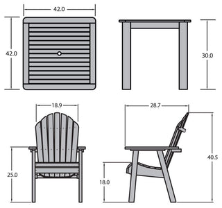 Muskoka 5-Piece Square Bistro Dining Set, Weathered Acorn