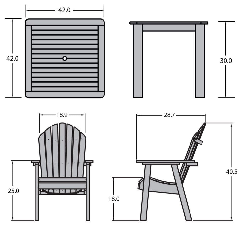 Muskoka 5-Piece Square Bistro Dining Set, Weathered Acorn