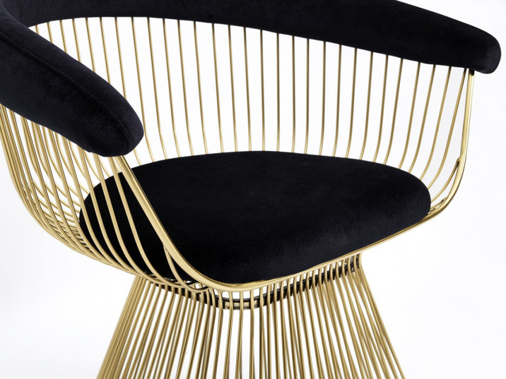 Swell Gold Dining Chair Arm Chair, Black