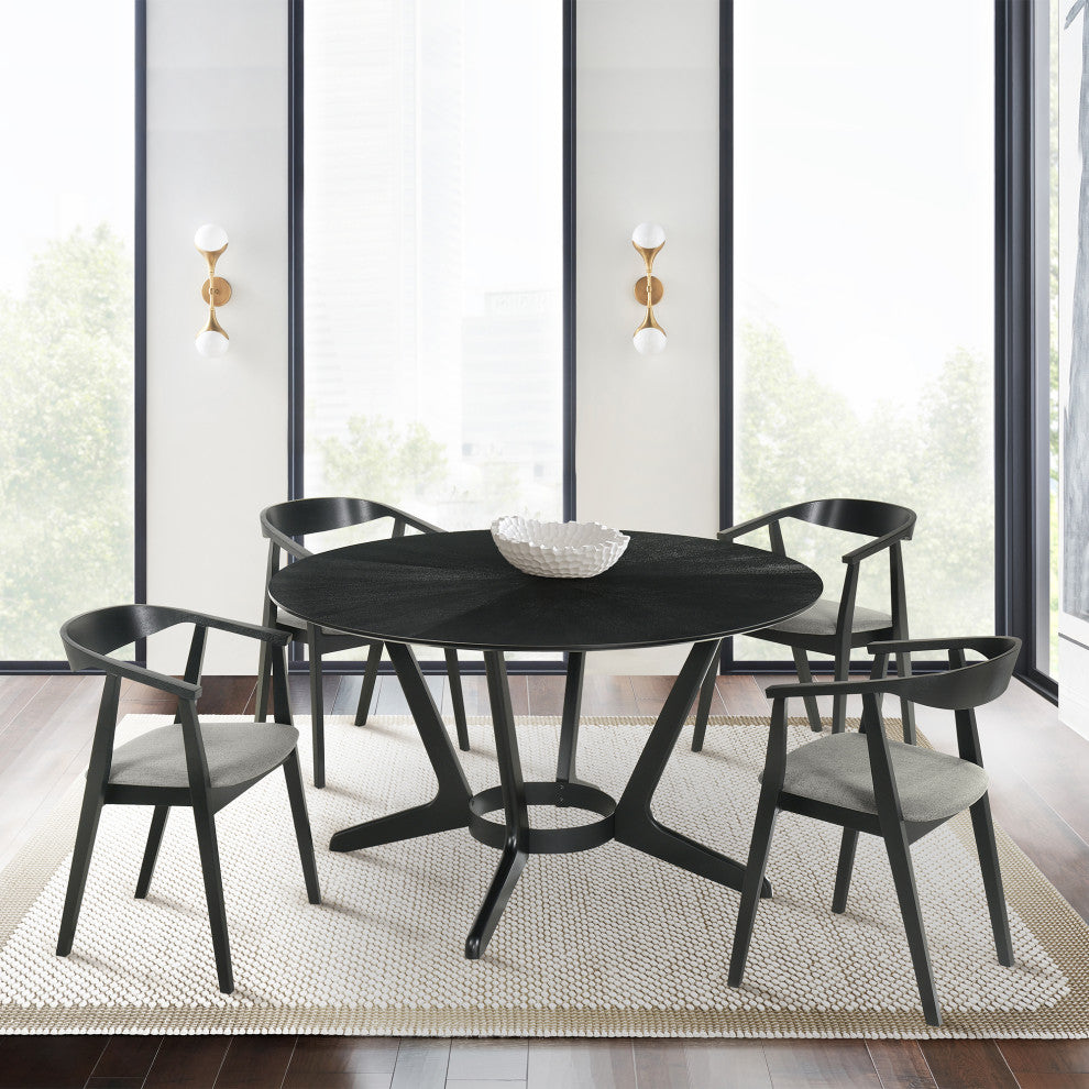 Santana Round Wood Dining Table, Black Finish