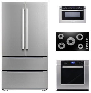 4PC Package 36" Electric Cooktop 24" Oven 24" Microwave Drawer & Refrigerator