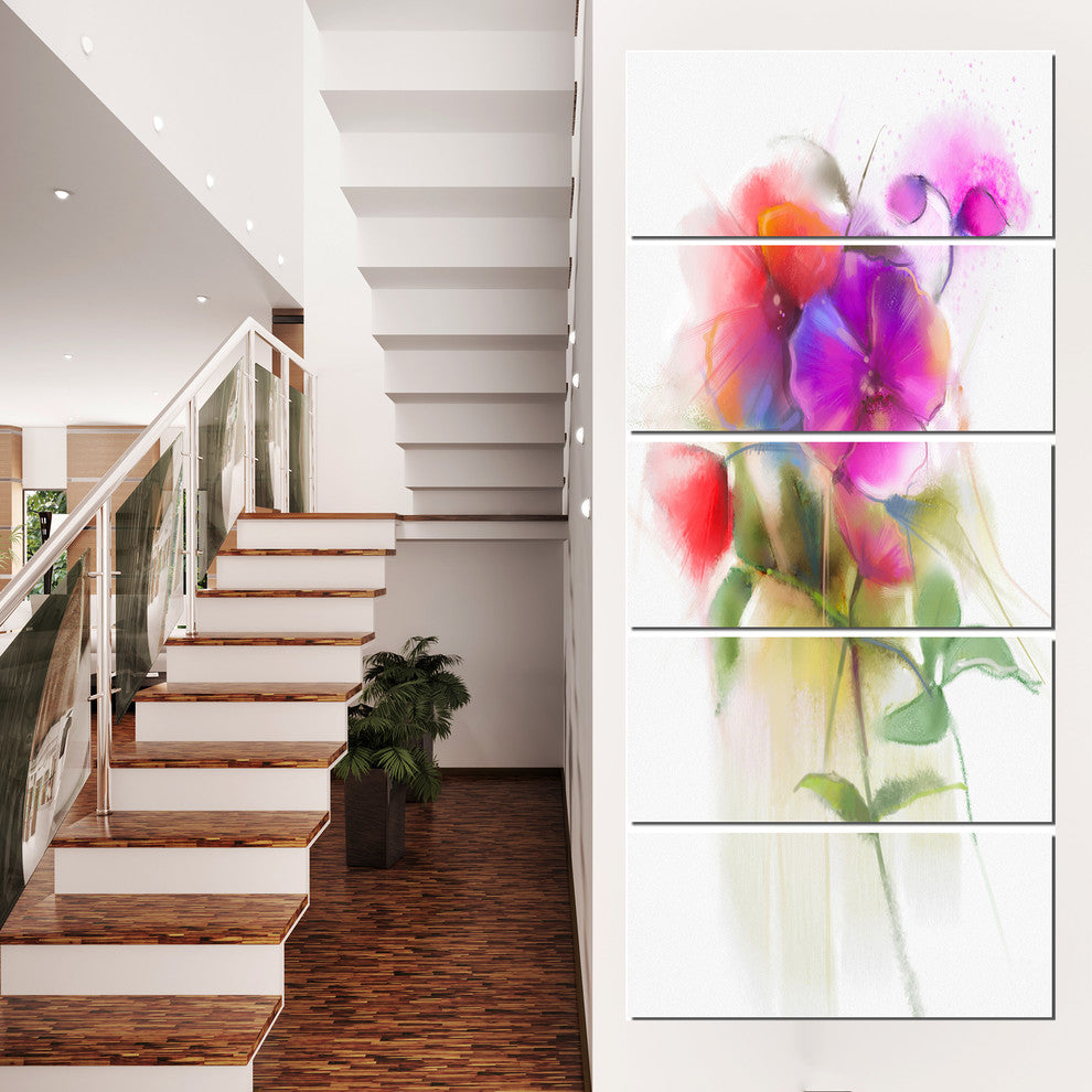 "Bunch of Colorful Orchid Flowers" Flower Wall Art, 5 Panels, 28"x60"