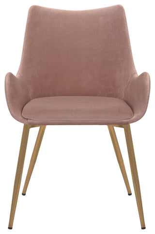 Avery Fabric Dining Room Chair With Gold Legs, Pink