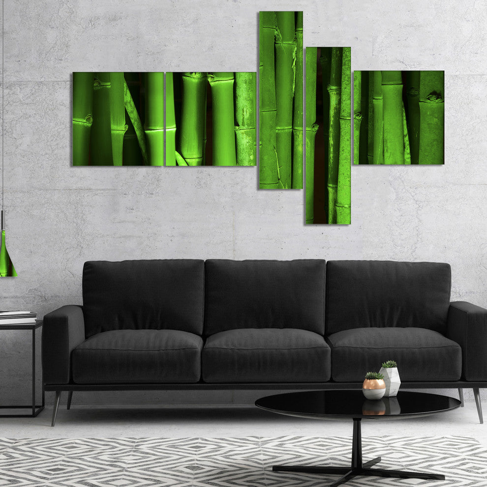 Green Bamboo Forest, Floral Canvas Art Print, 60"x32", 5 panels