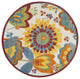 5' Round Yellow And Ivory Round Floral Indoor Outdoor Area Rug