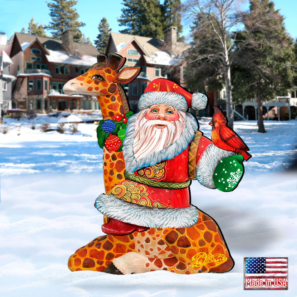 Santa On Giraffe Free Standing