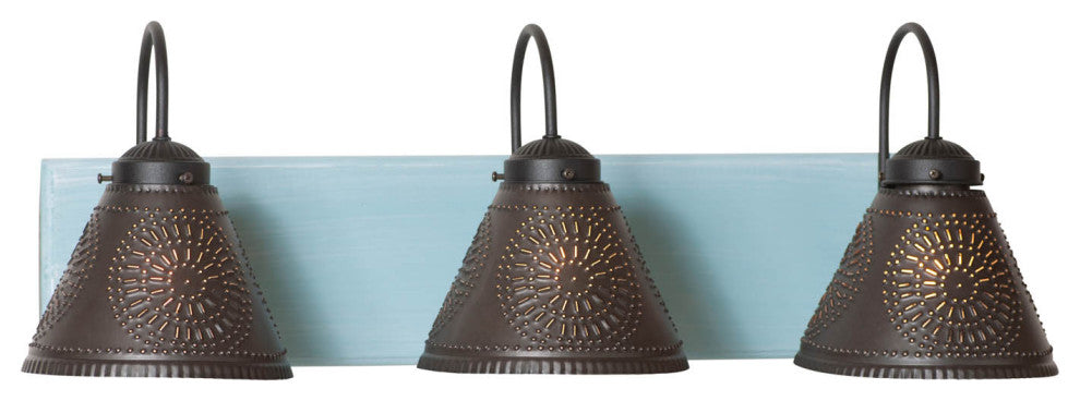 Irvins Country Tinware 3 Light Crestwood Vanity Light in Misty Blue