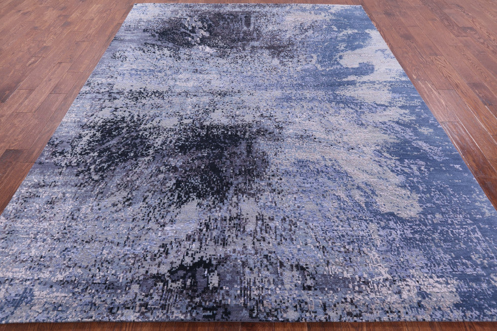 8' 0" X 10' 3" Wool and Silk Modern Hand Knotted Rug Q8650