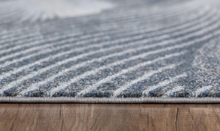 7"x10" Gray Blue Abstract Waves Modern Area Rug