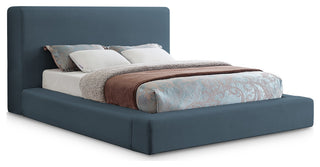Devin Linen Textured Fabric Upholseterd Bed, Navy, Queen