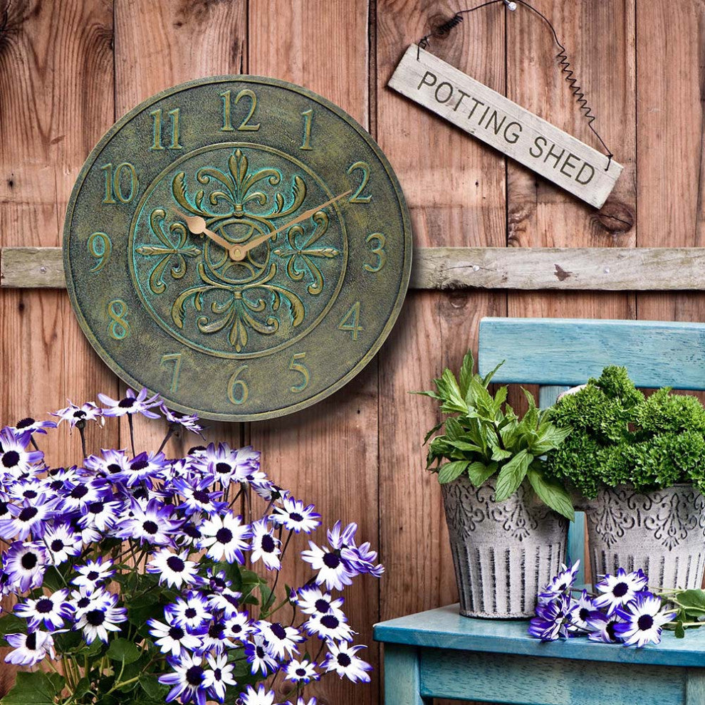 Blanc Fleur Aged Bronze Clock