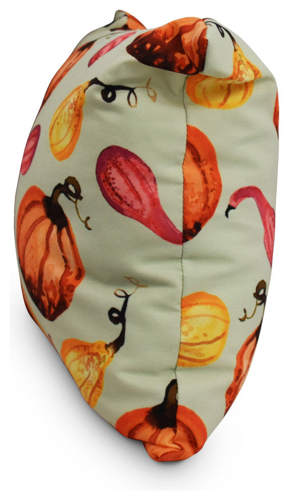 16" Gourds Galore Light Green Fall Print Decorative Throw Pillow