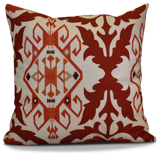 Bombay 6 Geometric Print Pillow, Orange/Rust, 20"x20"