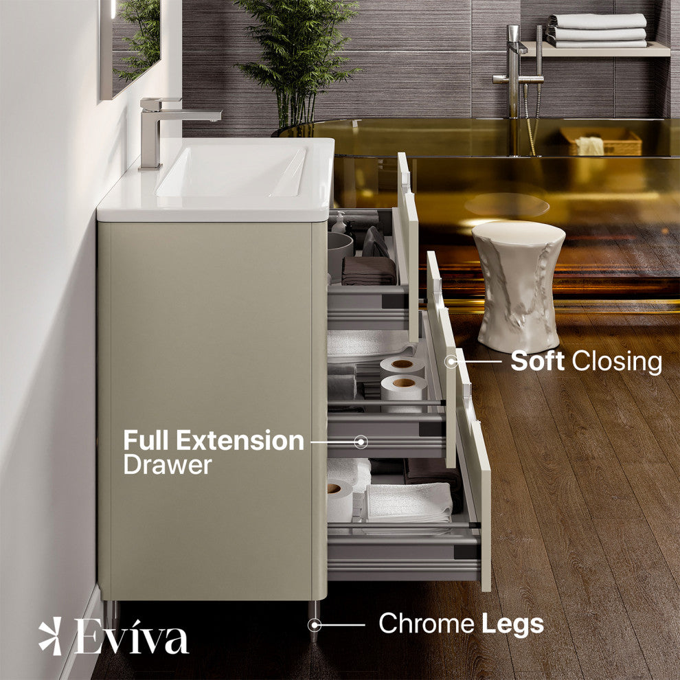 Marbella 32 in. Vanity in Fossil Gray and White Integrated Acrylic Countertop