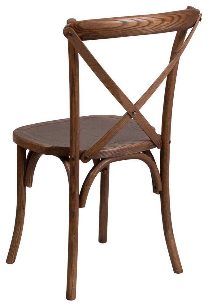 Hercules Series Stackable Pecan Wood Cross Back Chair