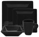 Nova 16-Piece Square Dinner Set, Black
