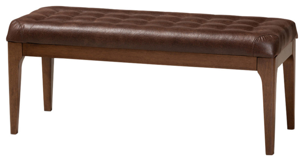 Kiyoko Mid-Century Dining Bench, Dark Brown