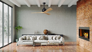 Irene-3 Paddle Fan, Matte Black, 42", Light Maple Blades