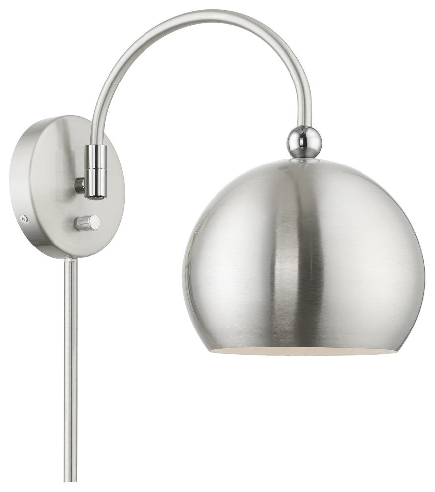 Stockton 1 Light Brushed Nickel With Polished Chrome Accents Swing Arm Wall Lamp