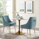 Side Dining Chair, Set of 2, Velvet, Metal, Blue, Modern, Cafe Bistro Restaurant