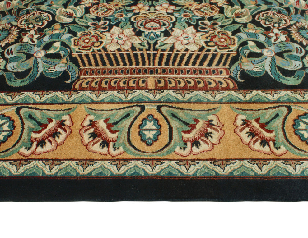 Pak-Persian Dua Black/Light Green Rug, 9'1x12'7