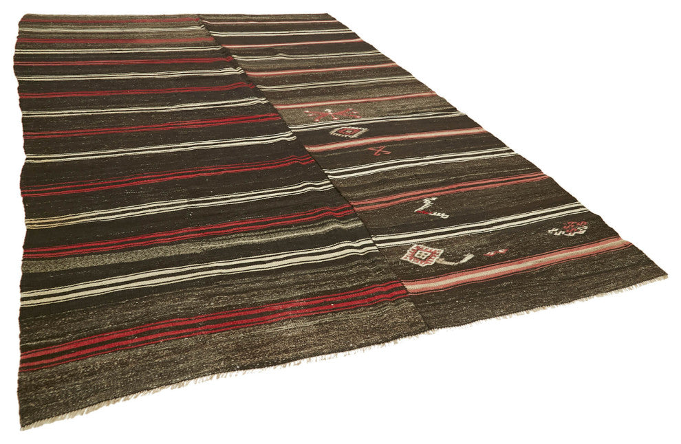 Rug N Carpet - Handmade Turkish 7' 9'' x 12' 5'' Vintage Goat Hair Kilim Rug