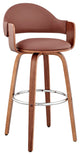 Benzara BM248266 30" Leatherette Barstool With Curved Cushioned Back, Brown