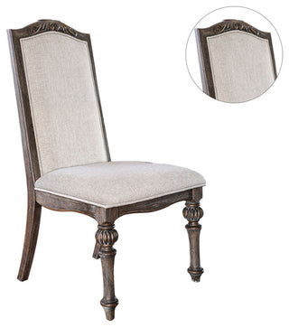 Set of 2 Padded Side Chairs, Rustic Natural Tone/Ivory