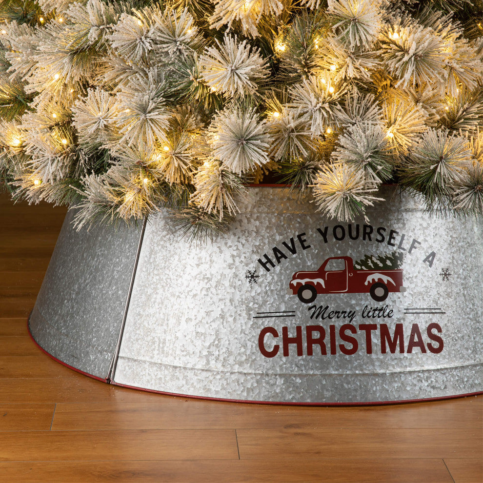 40.5"D Christmas Galvanized Metal Truck Tree Collar