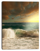 Rushing Waves under Heavy Clouds, Beach Photo Canvas Print, 30"x40"