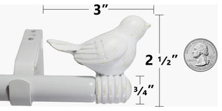 3/4" Bird Adjustable Curtain Rod, Gilded White, 28"-48"