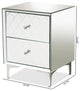 Kacela Silver Finished Metal 2-Drawer Nightstand with Mirrored Glass