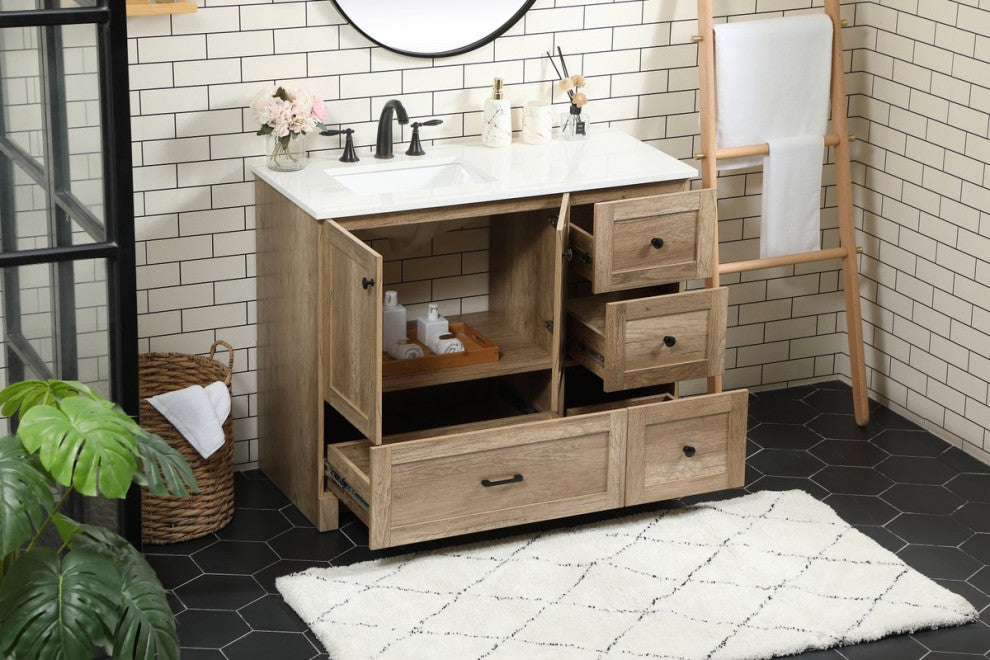 Home Living 19" Farmhouse Natural Oak-Light Bathroom Vanity