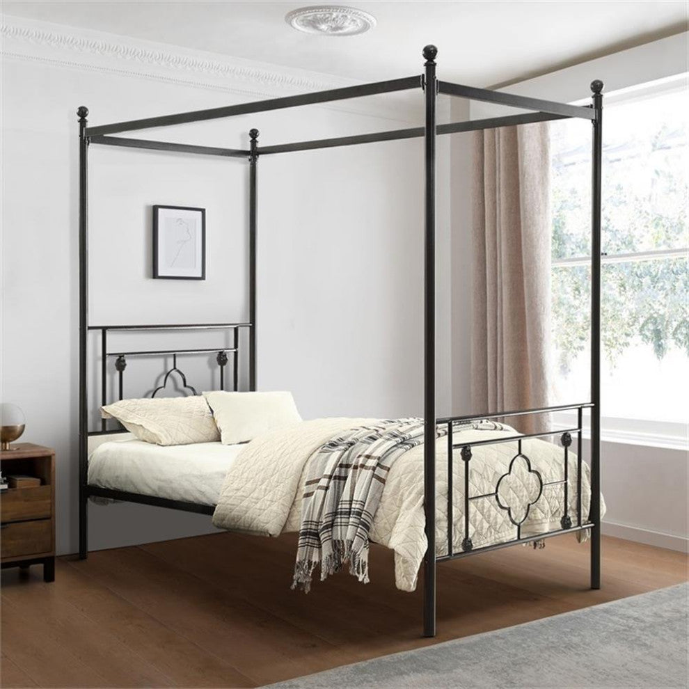 Lexicon Hosta Metal Frame Canopy Twin Platform Bed in Black