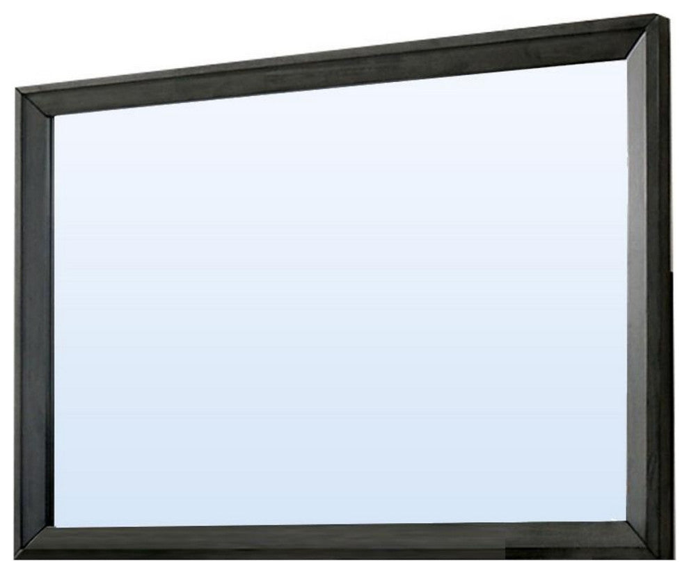 Benzara BM235481 45" Rectangular Wooden Frame Contemporary Mirror, Gray