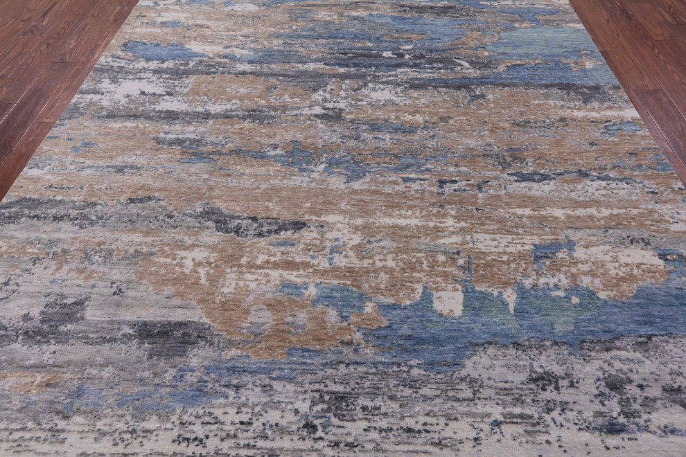 7' 11" X 10' 1" Wool & Silk Modern Handmade Rug - Q15532