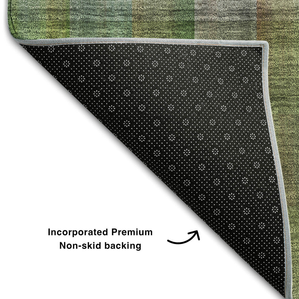 Premium Machine Washable Mayfield AMF548 Green 2'3" x 7'6" Runner Rug