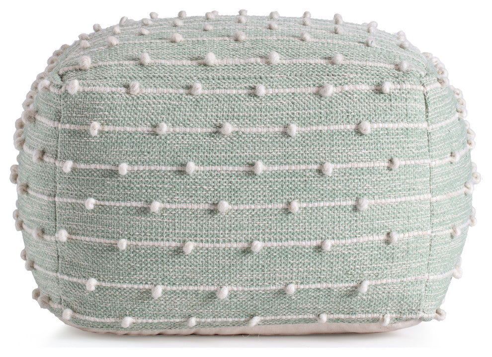 Seaside 22" x 22" x 16" Teal and Ivory Pouf