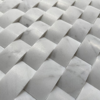 Carrara Marble 3D Cambered 1x2 Arched Mosaic Tile Honed Venato Carrera, 1 sheet