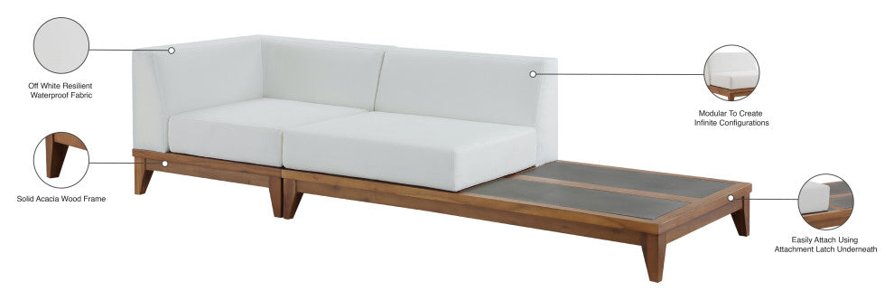 Rio Water Resistant Fabric  Patio 2-Piece Modular Sofa, Off White