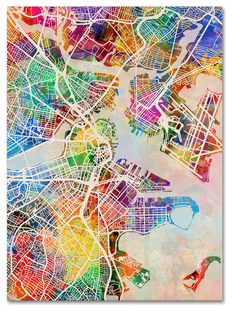 Michael Tompsett 'Boston MA Street Map' Canvas Art, 47"x35"
