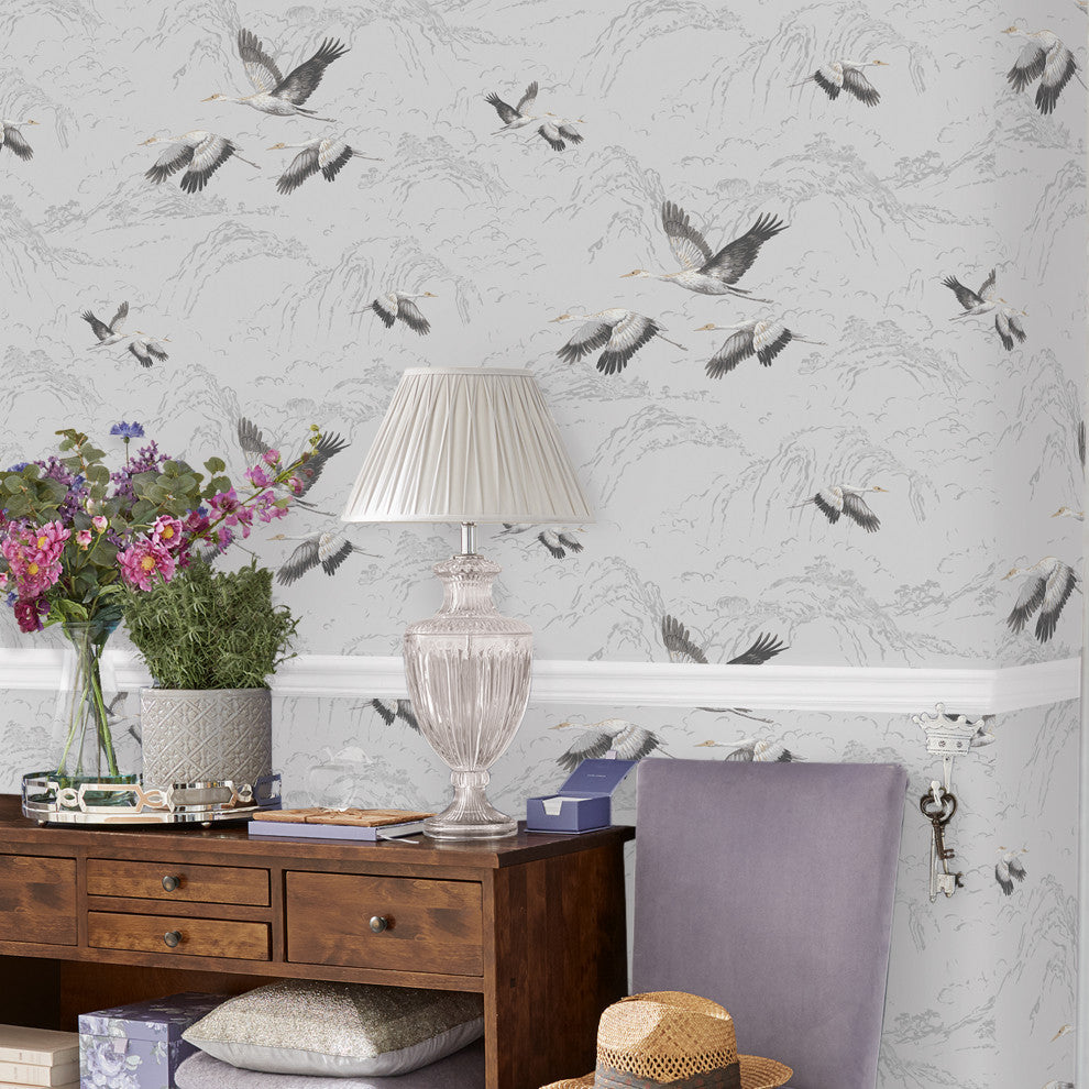 Laura Ashley Animalia Wallpaper, Silver