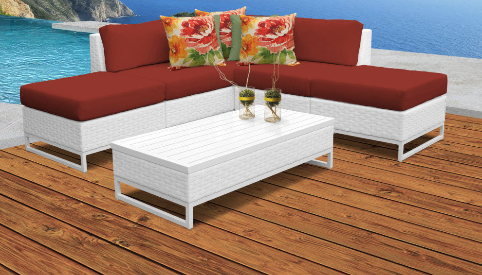 Miami 6 Piece Outdoor Wicker Patio Furniture Set 06c