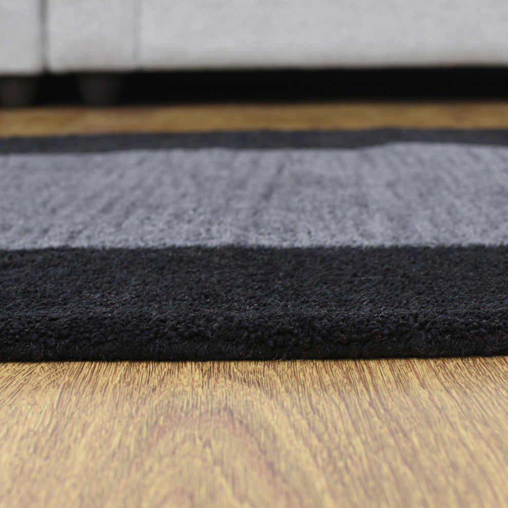 HAND TUFTED WOOL ECO-FRIENDLY AREA RUGS-Charcoal&Black Color,Contemporary