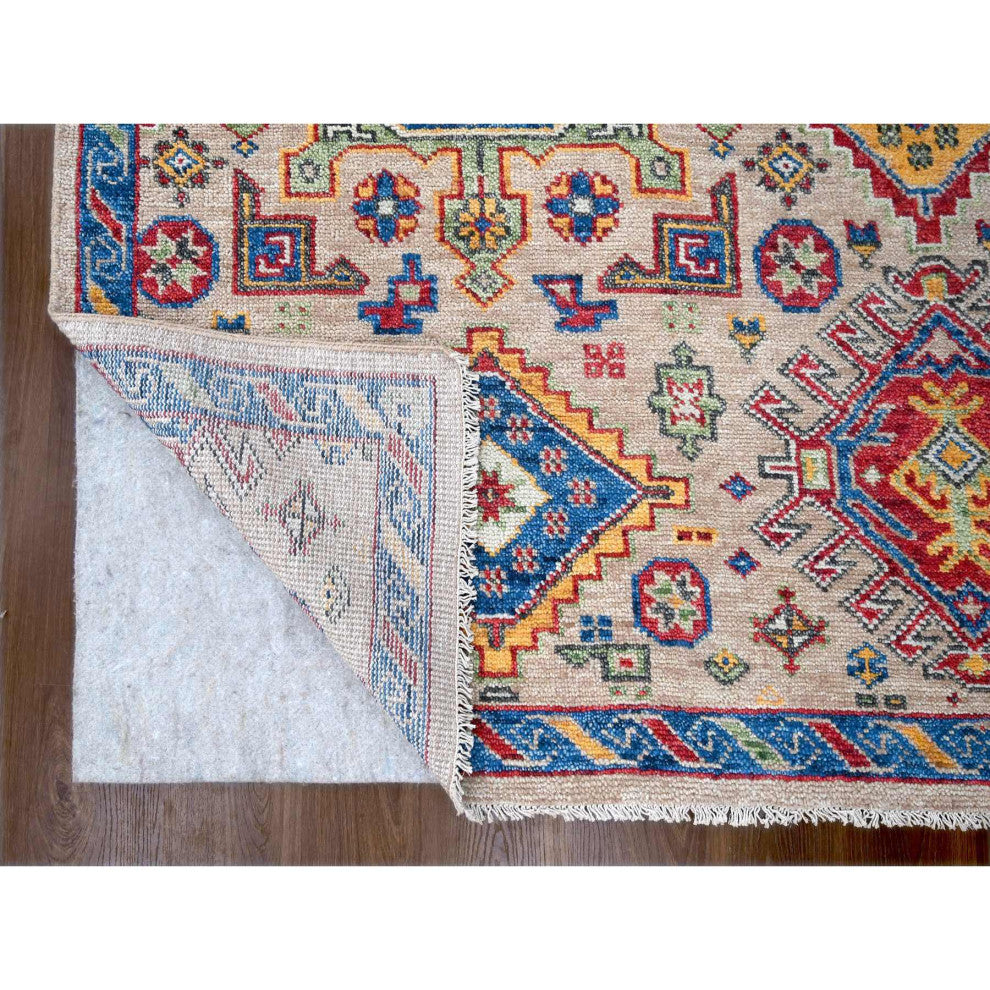 Buttery Brown Geometric Design Wool Hand Knotted Oriental Rug, 9'x11'10"