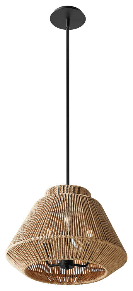 Eco Nido Natural Rope Pendant 3 Light 18"Lx18"Wx12.5"H