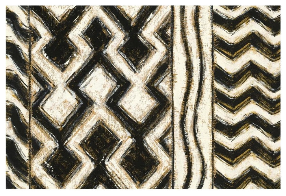 "Black and Gold Geometric VII Crop" Paper Print by Shirley Novak, 50"x34"